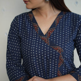Blue - printed cotton straight kurta 38 - handcrafted
