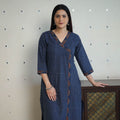Blue - printed cotton straight kurta 38 - handcrafted