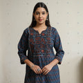 Buy Ajrakh Block Printed Cotton Long Kurta for Women