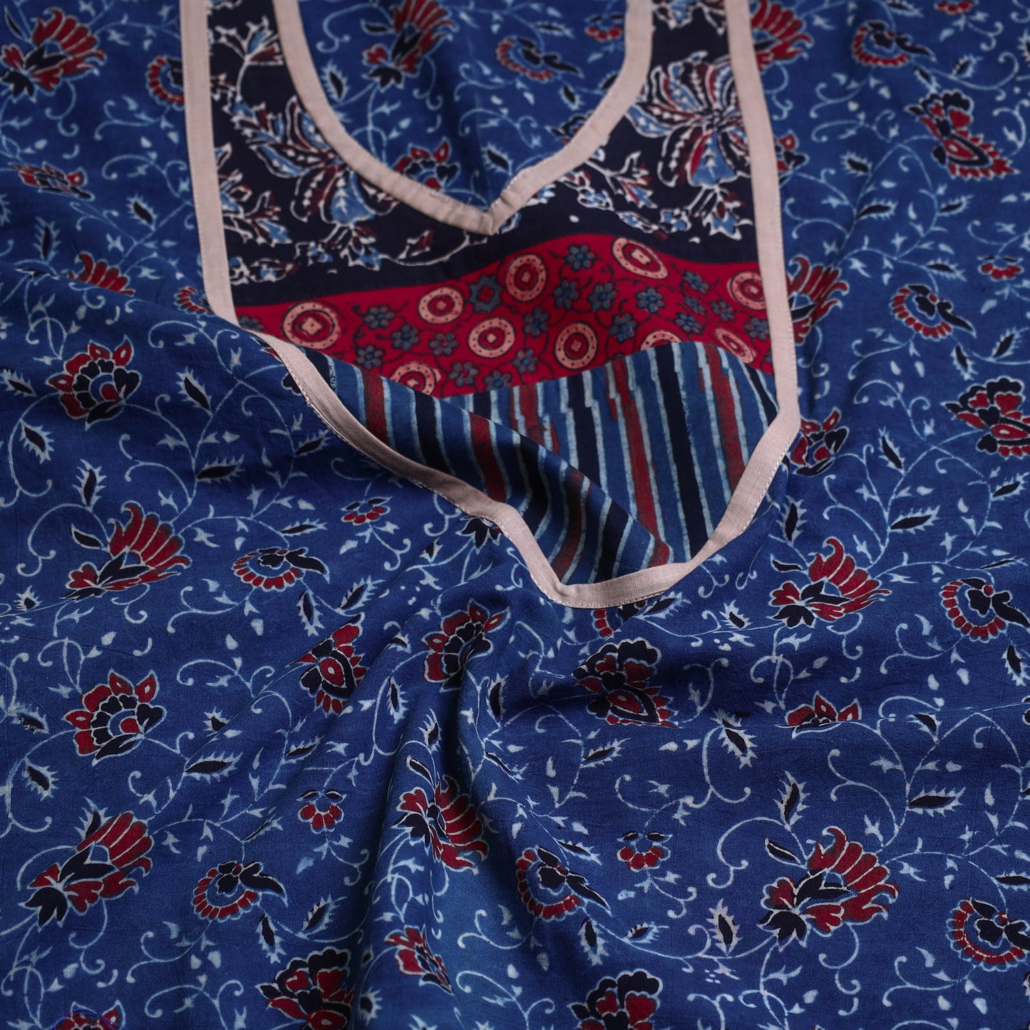  Block Print Cotton Ajrakh Kurta Material 