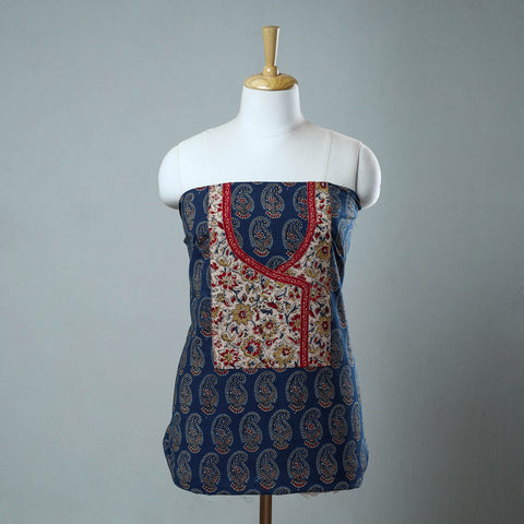  Block Print Cotton Ajrakh Kurta Material Online