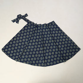 Blue - printed cotton wrap around skirt 09 - handcrafted