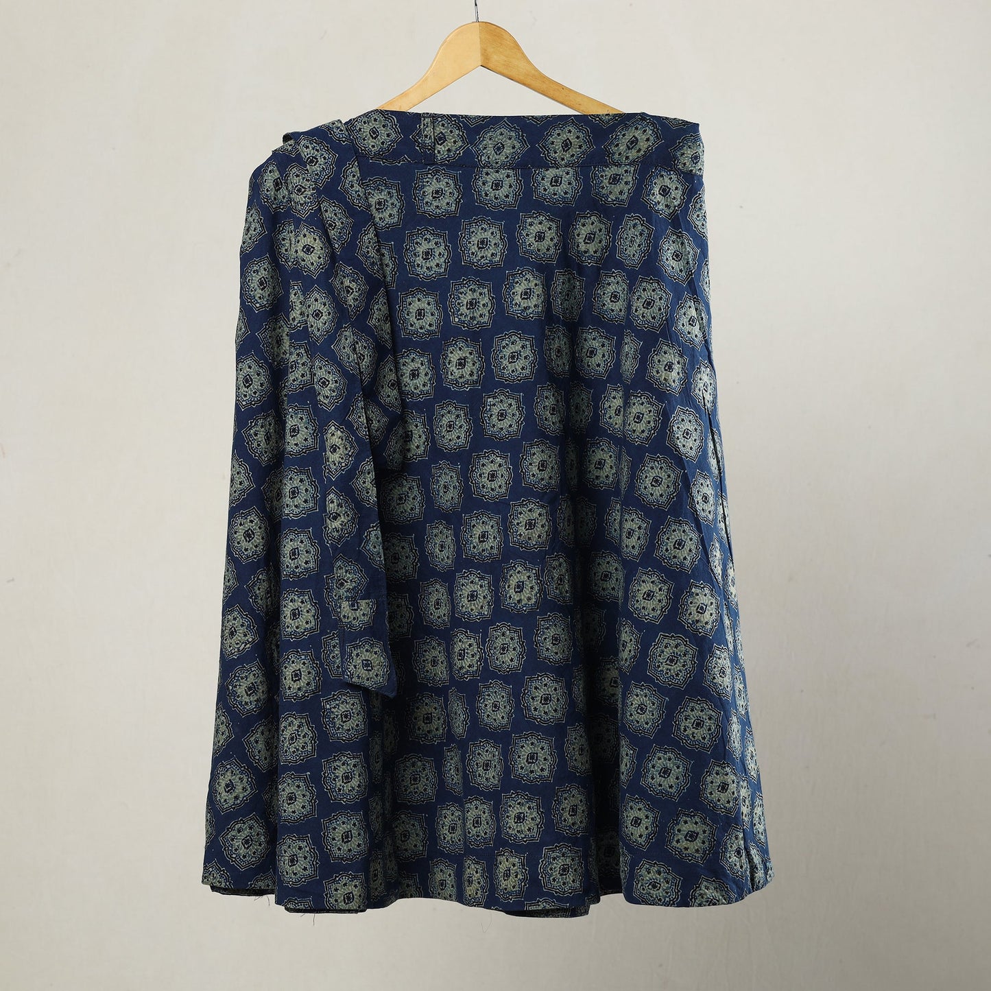 Blue - printed cotton wrap around skirt 09 - handcrafted