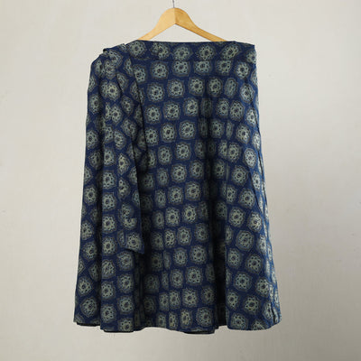 Blue - printed cotton wrap around skirt 09 - handcrafted