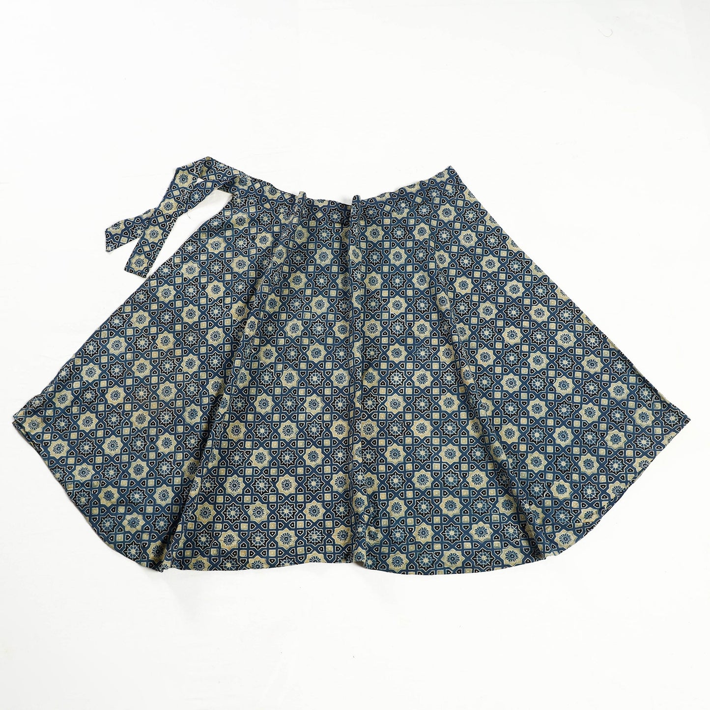  Ajrakh Block Printed Cotton Wrap Around Skirt 