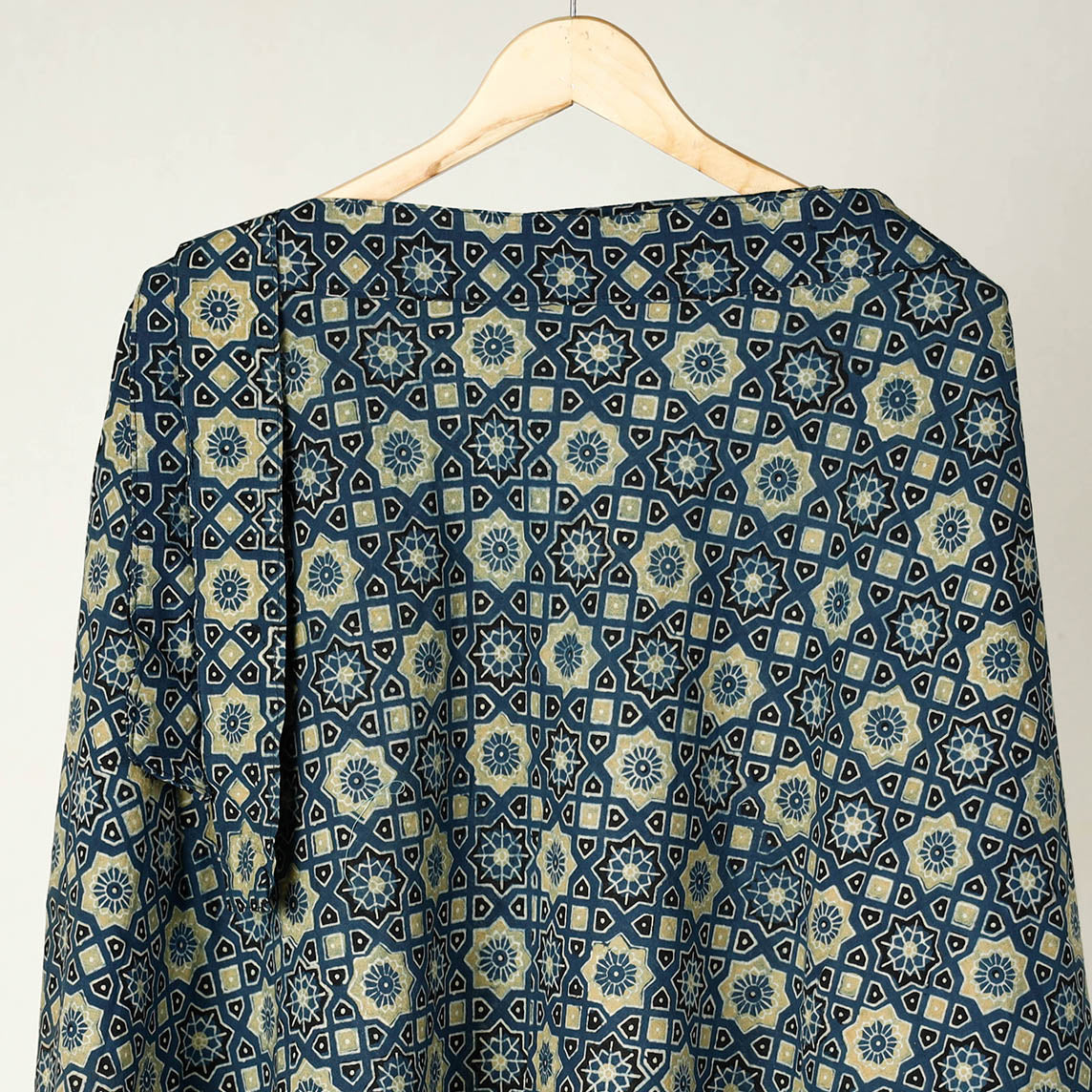  Ajrakh Block Printed Cotton Wrap Around Skirt 