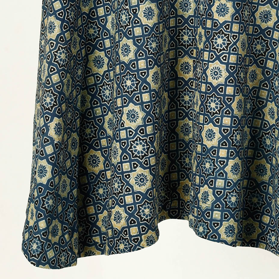  Ajrakh Block Printed Cotton Wrap Around Skirt 