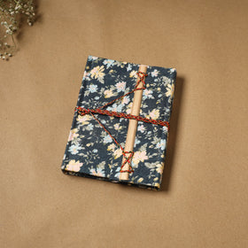 Printed fabric cover handmade paper notebook with thread