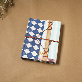 Printed fabric cover handmade paper notebook with thread
