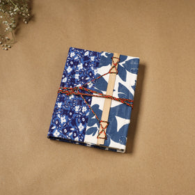 Printed fabric cover handmade paper notebook with thread