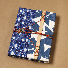 Printed fabric cover handmade paper notebook with thread