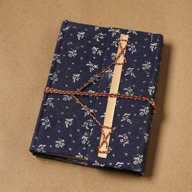Printed fabric cover handmade paper notebook with thread