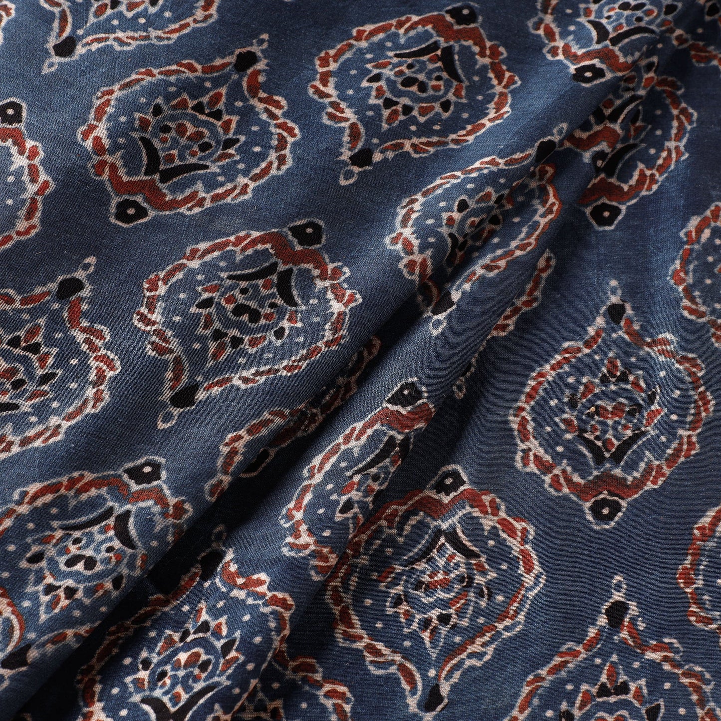  Ajrakh Block Printed Handloom Chanderi Silk Fabric 