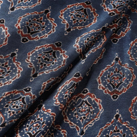  Ajrakh Block Printed Handloom Chanderi Silk Fabric 