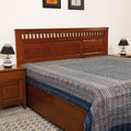  Ajrakh Block Printed Kantha Work Cotton Double Bed Cover Online at iTokri.com