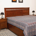  Ajrakh Block Printed Kantha Work Cotton Double Bed Cover Online at iTokri.com