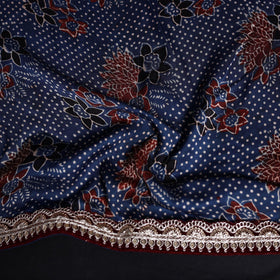 Printed modal silk blouse piece with lace work 04