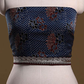 Printed modal silk blouse piece with lace work 04