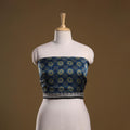 Printed modal silk blouse piece with lace work 11
