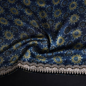 Printed modal silk blouse piece with lace work 11