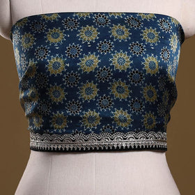 Printed modal silk blouse piece with lace work 11