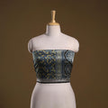Printed modal silk blouse piece with lace work 25
