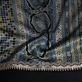 Printed modal silk blouse piece with lace work 25