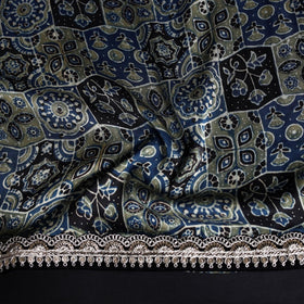 Printed modal silk blouse piece with lace work 30