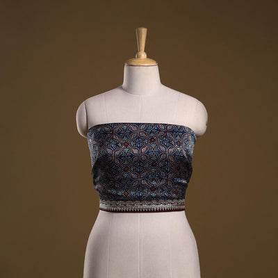 Printed modal silk blouse piece with lace work 32