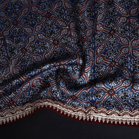 Printed modal silk blouse piece with lace work 32