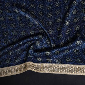 Printed modal silk blouse piece with lace work 35