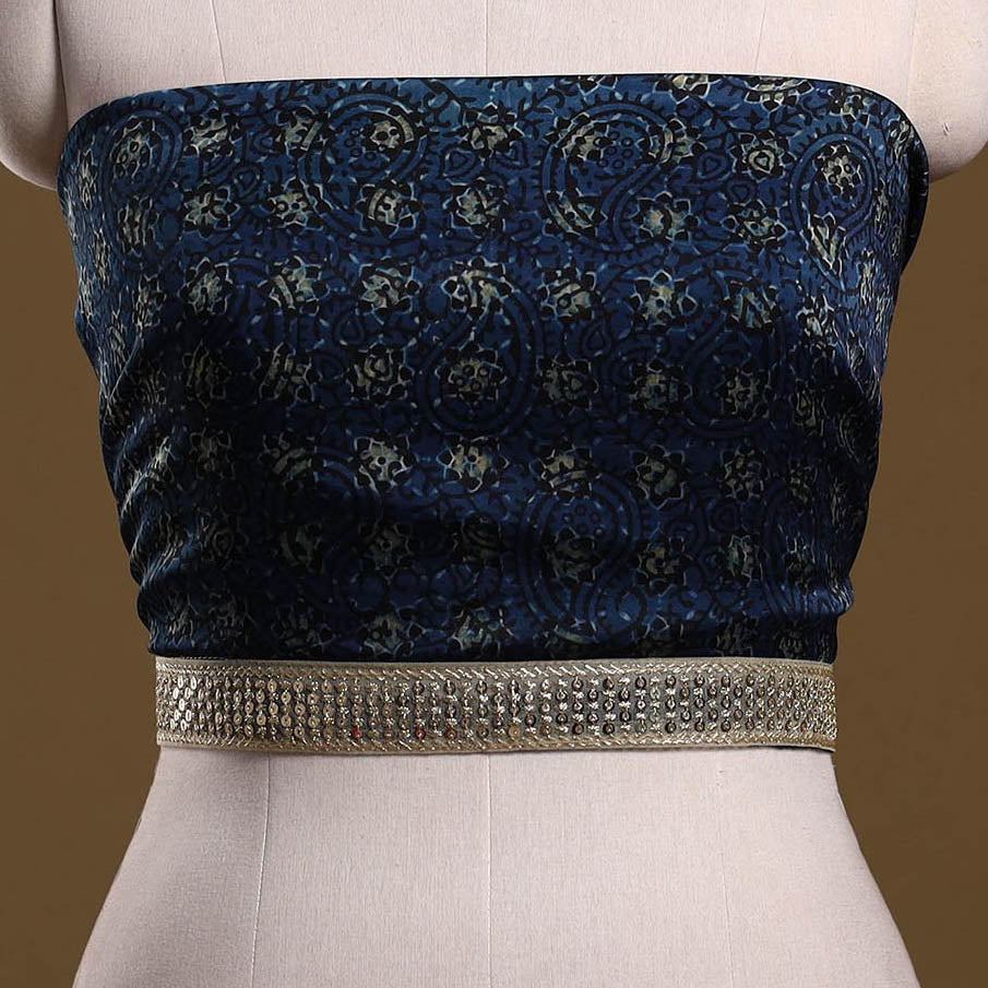 Printed modal silk blouse piece with lace work 35