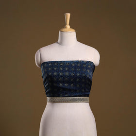 Printed modal silk blouse piece with lace work 35