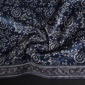 Printed modal silk blouse piece with lace work 40