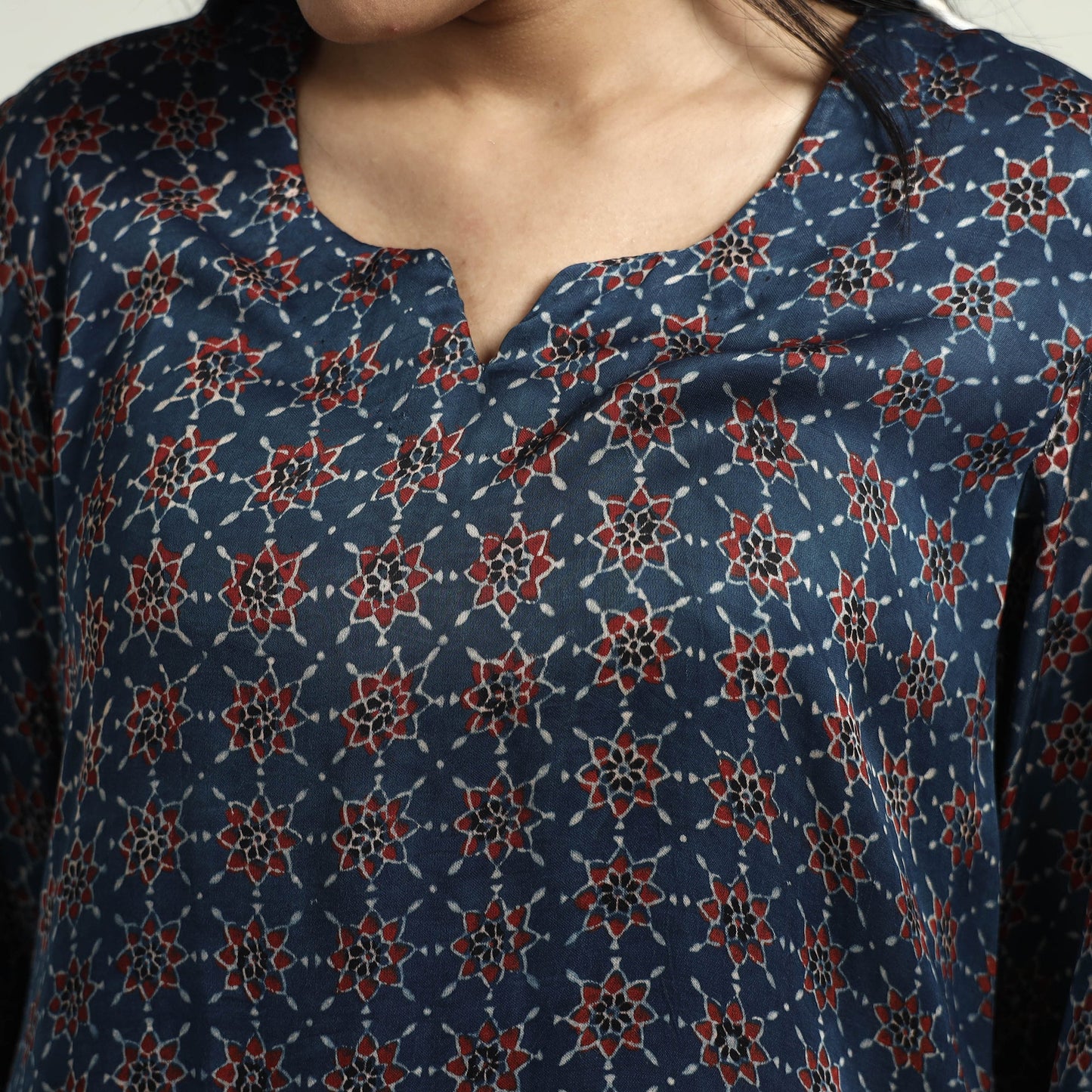  Ajrakh Block Printed Modal Silk Kurta with Palazzo Set Online at iTokri.com