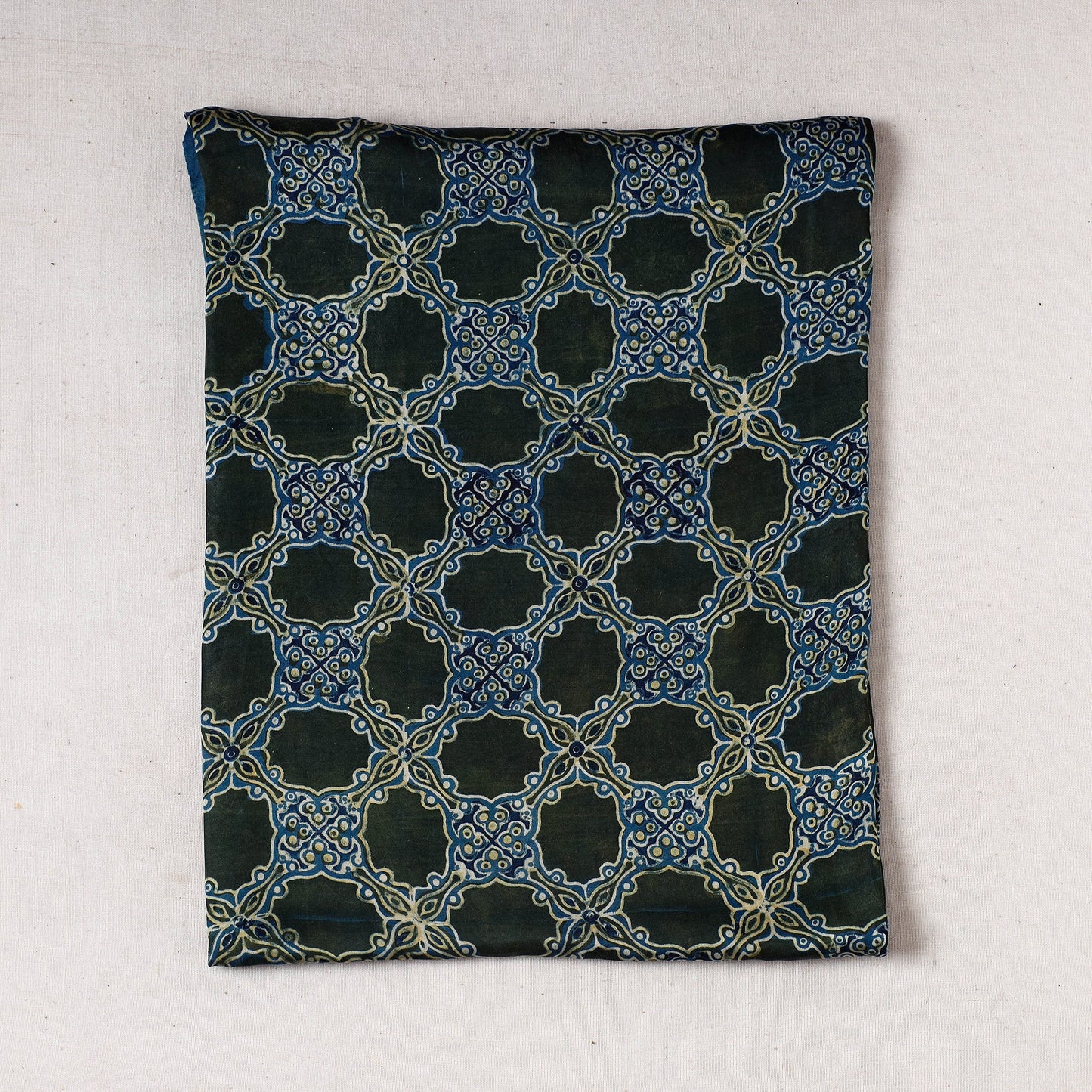  Blue Ajrakh Block Printed Modal Silk Precut fabric