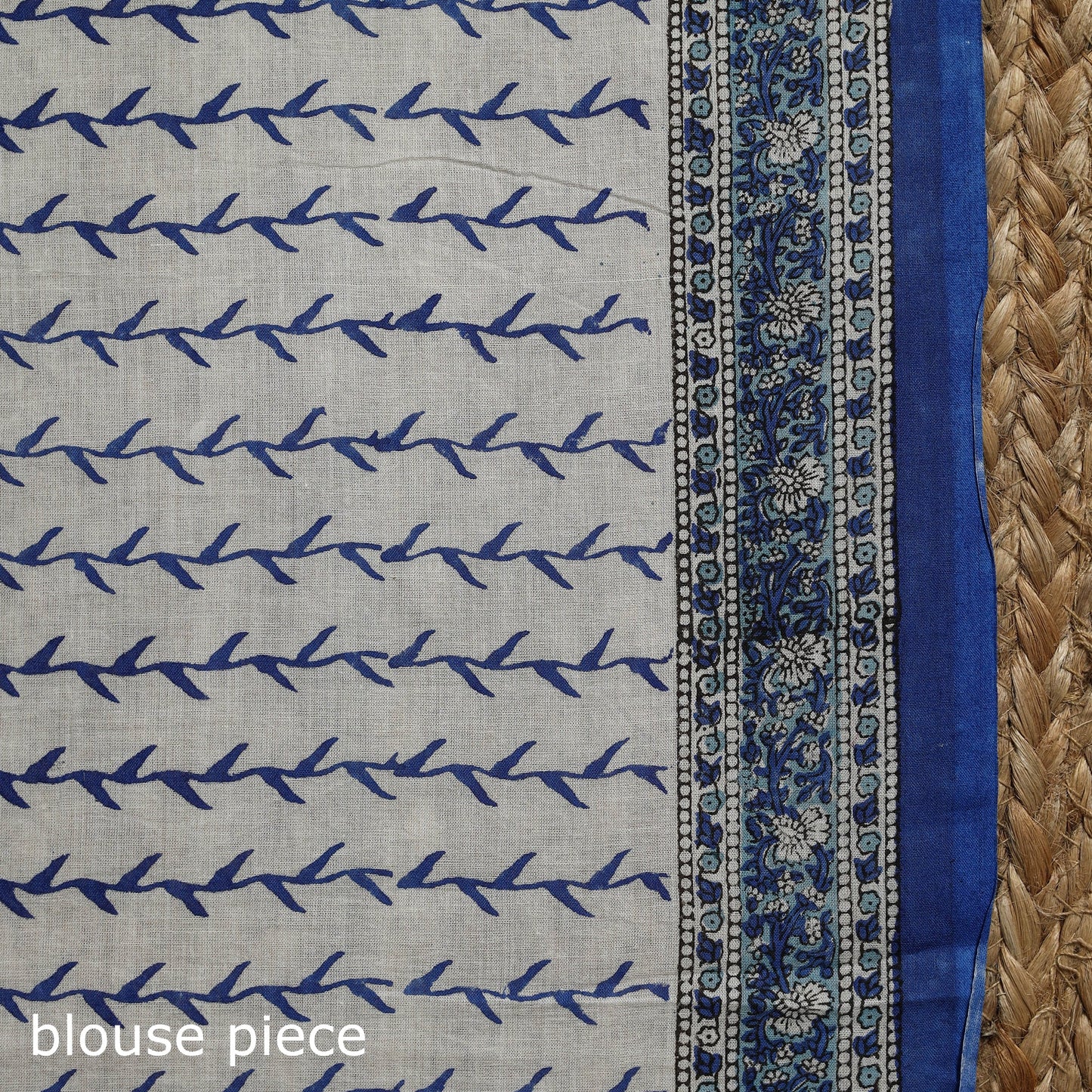 Blue - printed mul cotton sanganeri saree - handcrafted