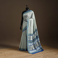 Blue - printed mul cotton sanganeri saree - handcrafted