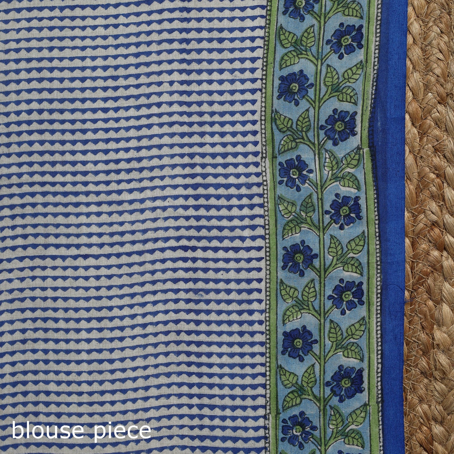 Blue - printed mul cotton sanganeri saree - handcrafted