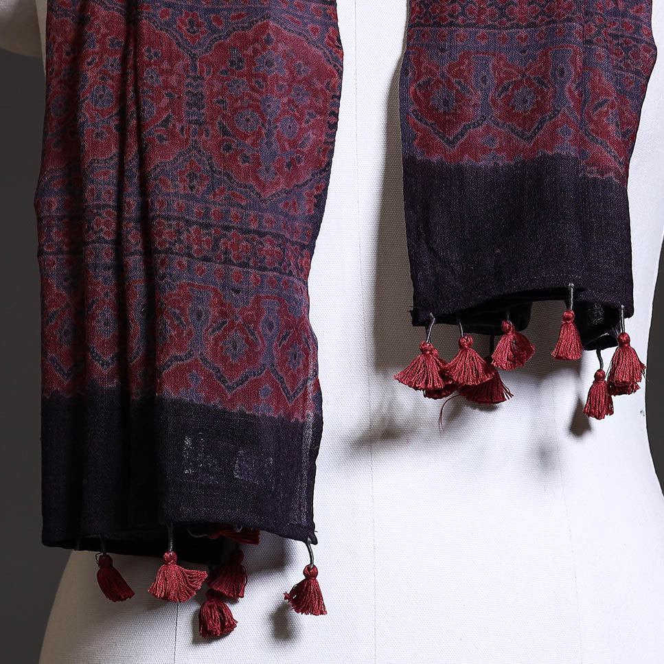  Ajrakh Block Printed Pure Woolen Stole 