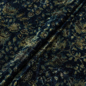 Shop Blue Block Printed Velvet Natural Dyed Ajrakh Fabric
