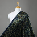 Shop Blue Block Printed Velvet Natural Dyed Ajrakh Fabric