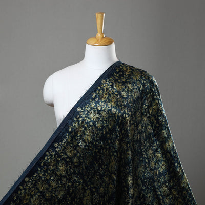 Shop Blue Block Printed Velvet Natural Dyed Ajrakh Fabric