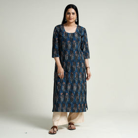  iTokri Casuals - Ajrakh Block Print Cotton Long Kurta 