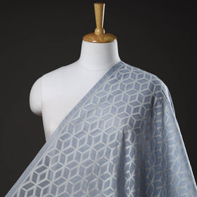 Blue - Pure Banarasi Handwoven Cutwork Buti Cotton Fabric