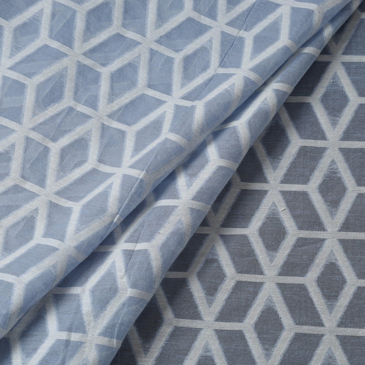 Blue - Pure Banarasi Handwoven Cutwork Buti Cotton Fabric