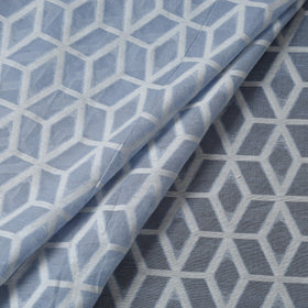 Blue - Pure Banarasi Handwoven Cutwork Buti Cotton Fabric