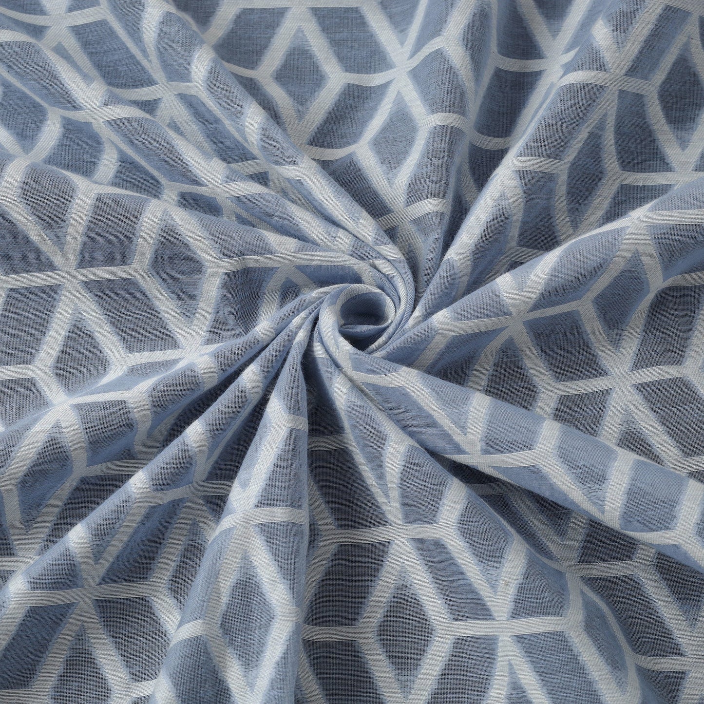 Blue - Pure Banarasi Handwoven Cutwork Buti Cotton Fabric