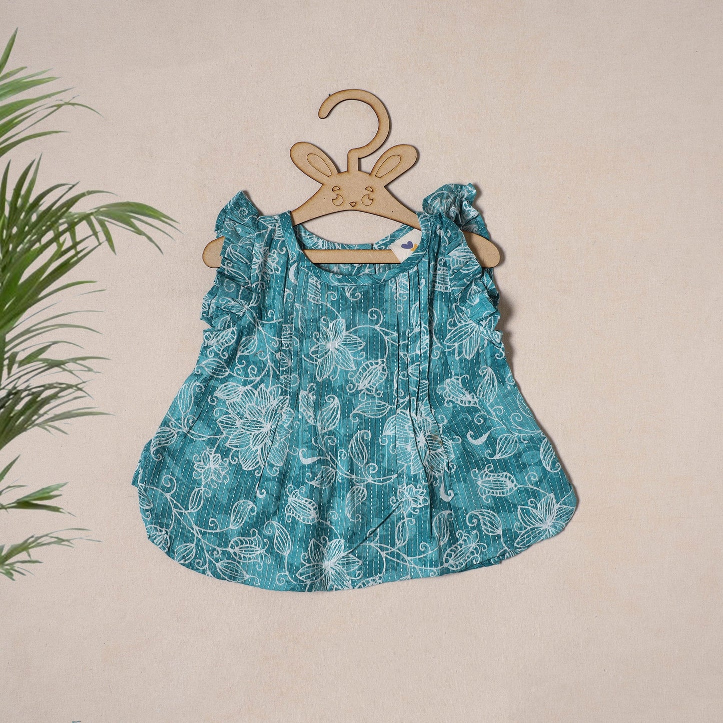 Blue - pure cotton baby girls floral top & shorts (6-12