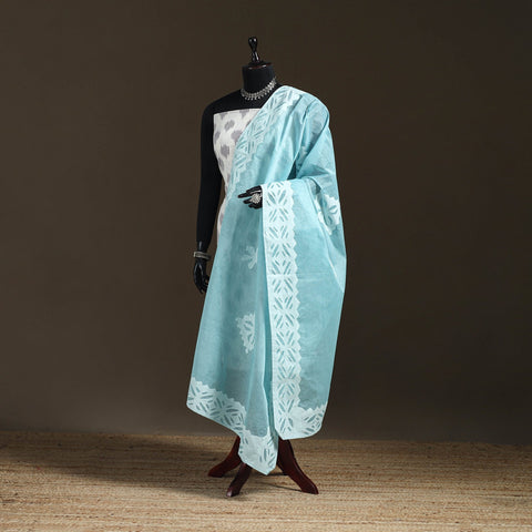 Pure cotton barmer cutwork applique dupatta 08 - handcrafted